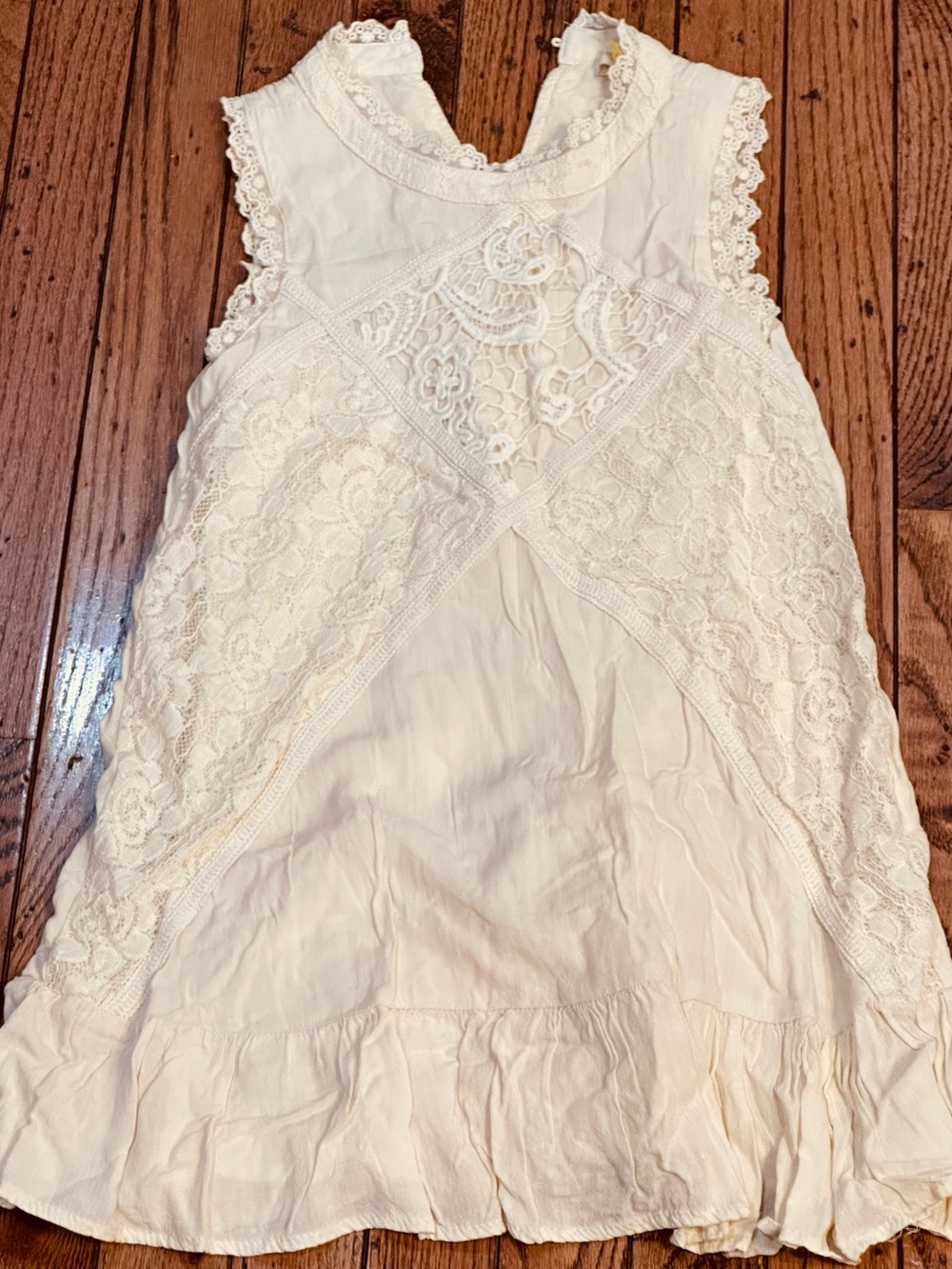 Chelsea & Violet Girls Ivory Lace Overlay Ruffle Dress Size S Boho Cottagecore